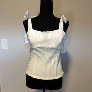 Darling Maeve White Tie Tank Top; Size Medium